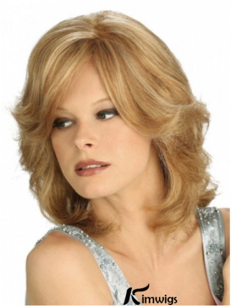 Blonde Shoulder Length Wavy Layered 100% Hand-tied Wig Store Online