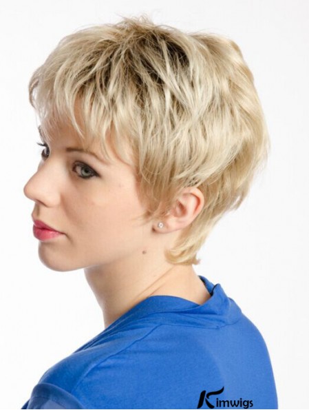 Blonde 8 inch Amazing Short Wavy Boycuts Lace Wigs