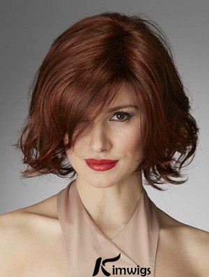 Chin Length Curly Layered Red Perfect 100% Hand-tied Wigs