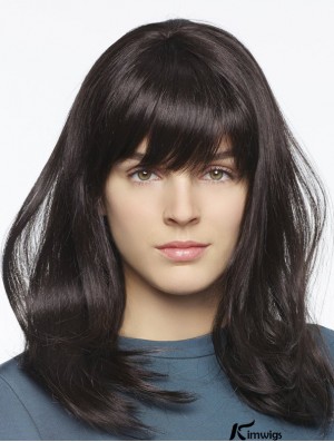 Straight With Bangs Lace Front Sassy 14 inch Black Long Wigs