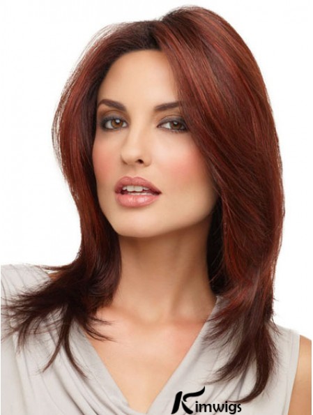Straight Without Bangs Shoulder Length Red Cheap Lace Front Wigs