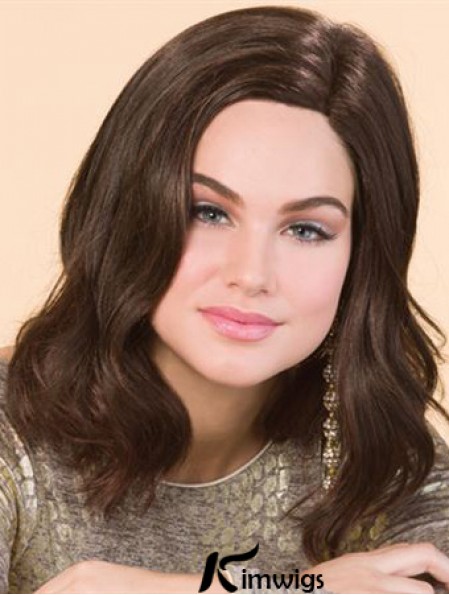 Shoulder Length Wavy Without Bangs Good Brown Lace Front Wigs