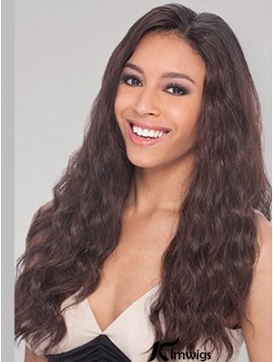 Brown Long Perfect Wavy Without Bangs Lace Wigs