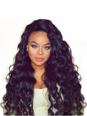 Black Curly 20 inch Without Bangs Remy Real Hair 360 Lace Wigs