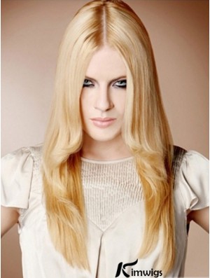 22 inch Straight Blonde 100% Hand Tied Synthetic Mono Cap Wigs