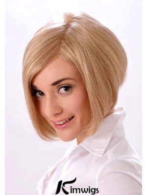 Chin Length Straight Monofilament Blonde Style Bob Wigs