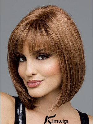 Brown Chin Length Straight Bobs 100% Hand-tied Wig Sale 