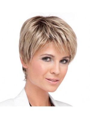 Cheap Blonde Cropped Straight Boycuts Lace Front Wigs