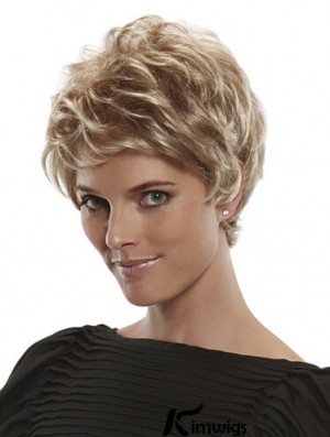 Short Straight Boycuts Blonde Flexibility 100% Hand-tied Wigs