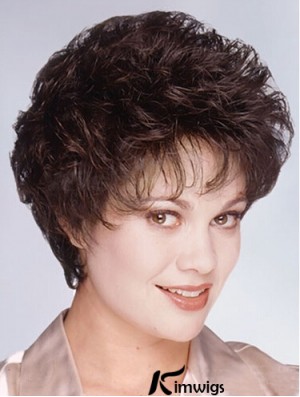 Layered Short Wavy Brown 8 inch Fashionable Monofilament Wigs