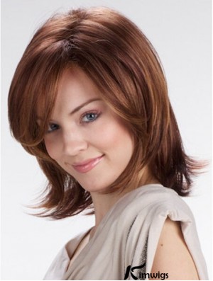 Auburn 12 inch Great Shoulder Length Straight Layered Lace Wigs