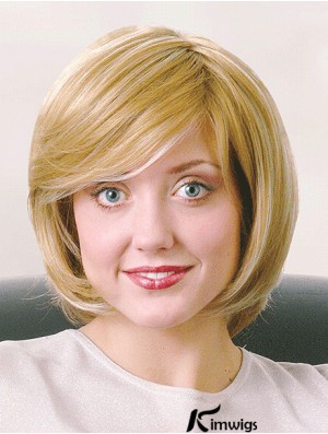 Bobs Chin Length Straight Blonde 12 inch Good Monofilament Wigs