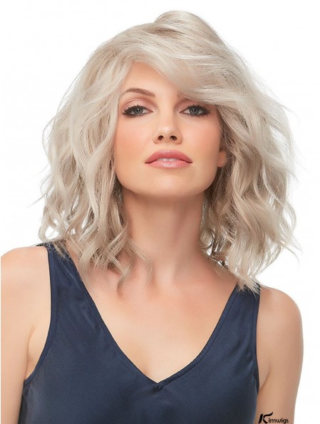 10 inch Chin Length 100% Hand-tied Blonde Bob With Fringe