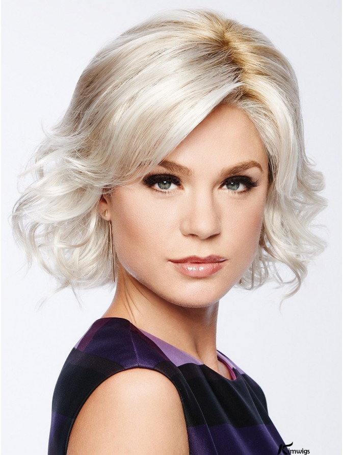 Inch Chin Length Capless White Layered Bob Wig