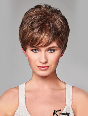 Wavy Short Brown 8 inch Monofilament Beautiful Bob Wigs