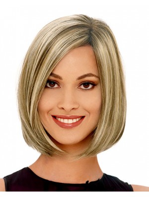 Straight Chin Length Blonde 12 inch Capless Popular Bob Wigs