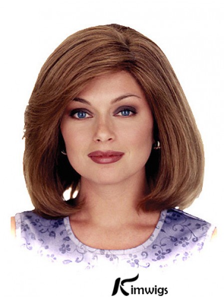 Straight Shoulder Length Auburn 12 inch 100% Hand-tied Ideal Bob Wigs