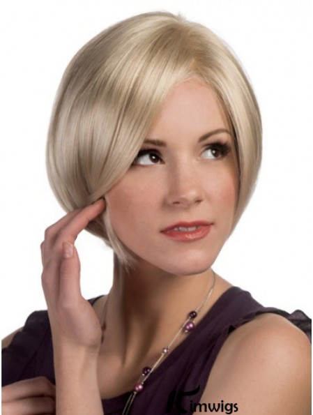 Capless Chin Length Straight Blonde Convenient Bob Wigs