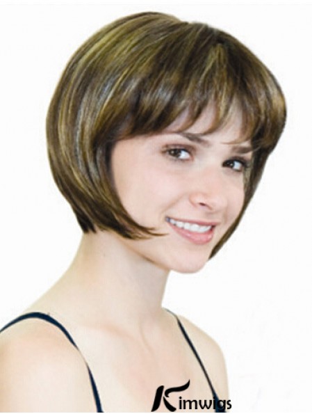 Straight Chin Length Blonde 10 inch Monofilament Convenient Bob Wigs