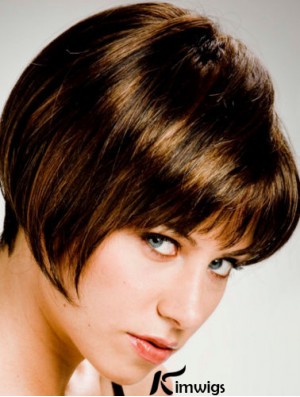 Straight Chin Length Brown 10 inch Capless Stylish Bob Wigs