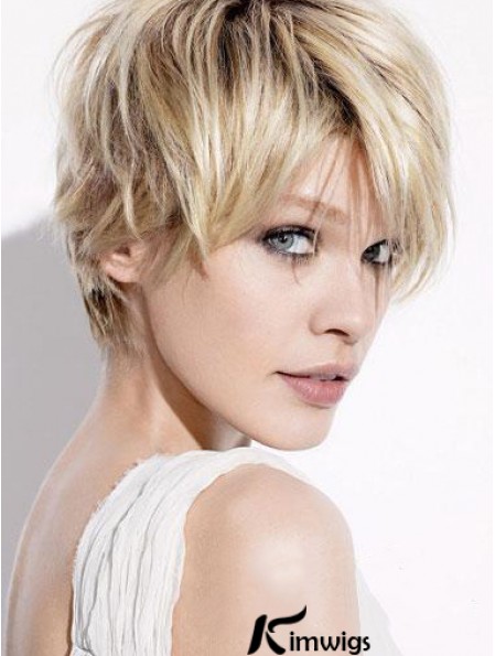 Short Blonde Wigs With Capless Straight Style Boycuts