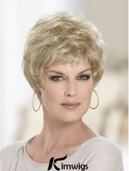 Boycuts Wavy Blonde Capless Discount Short Wigs