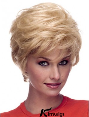 Wigs Real Hair Blonde Color Short Length Layered Cut