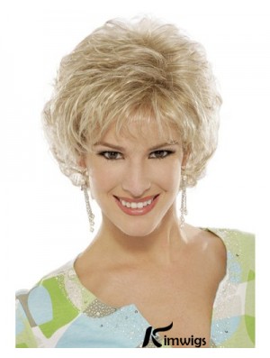 Blonde Curly Wig With Capless Short Length Classic Cut