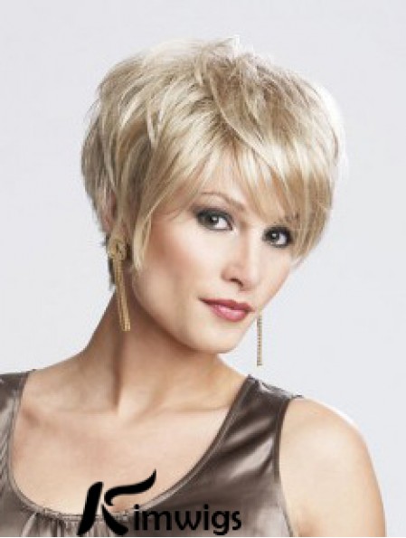 8 inch Sassy Straight Layered Blonde Short Wigs