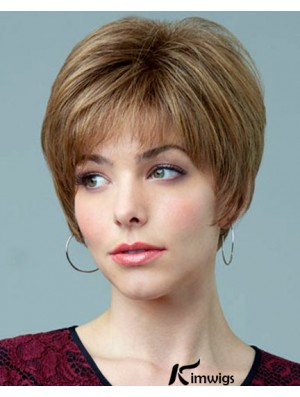 5.5 inch Natural Straight Boycuts Auburn Short Wigs