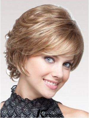 Blonde Wavy Short Layered Capless Cheap Wigs