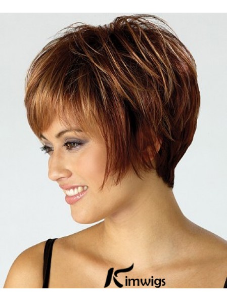 Cheap Wig With Capless Synthetic Cropped Length Brown Color Boycuts