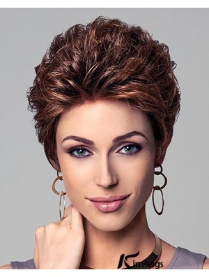 Short Curly Wig With Capless Cropped Length Layered Cut