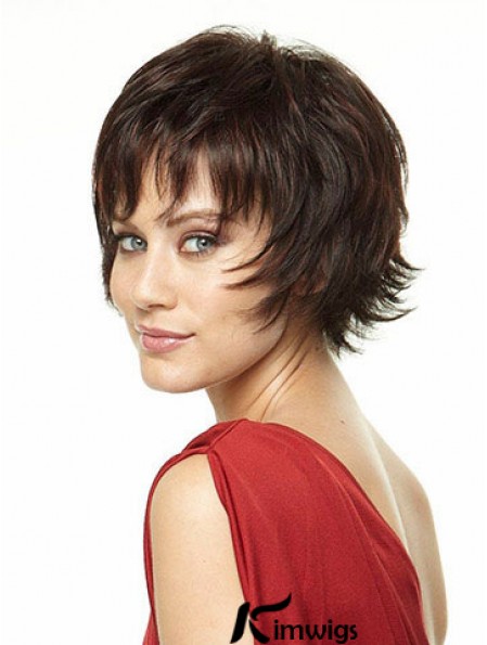 Layered Straight Brown Capless New Short Wigs