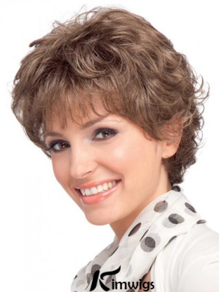 Modern Auburn Short Wavy Layered Real Hair Wigs