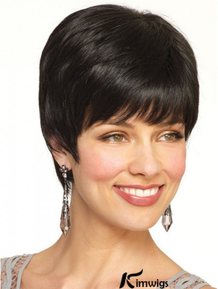 Boycuts Straight Black Capless Popular Short Wigs