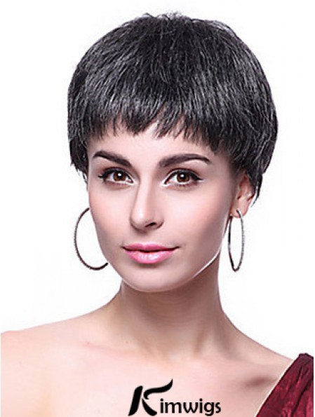 Boycuts Straight Black Capless Hairstyles Short Wigs