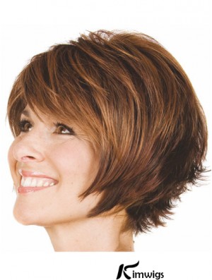 Bobs Wavy Brown Capless Convenient Short Wigs