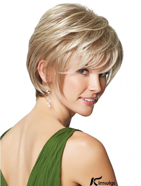 9 inch Cheap Straight Layered Blonde Short Wigs