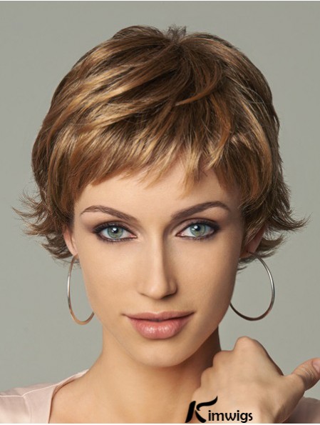 8 inch Style Wavy Layered Blonde Short Wigs