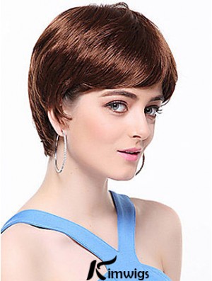 Boycuts Straight Auburn Capless Top Short Wigs