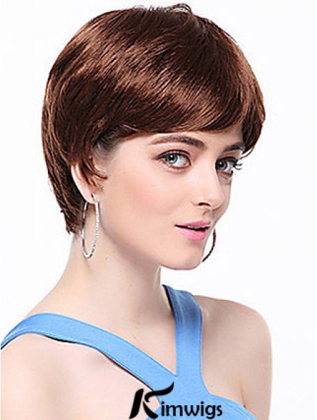 Boycuts Straight Auburn Capless Top Short Wigs