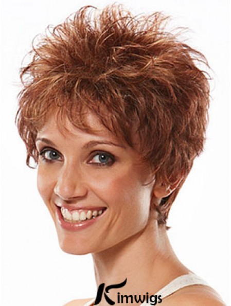 Boycuts Wavy Auburn Capless Flexibility Short Wigs