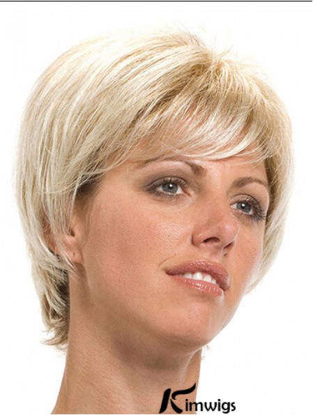 7 inch Stylish Straight With Bangs Blonde Short Wigs