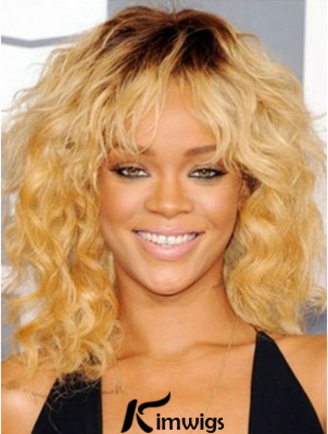Rihanna Wigs With Capless Synthetic Blonde Color Shoulder Length
