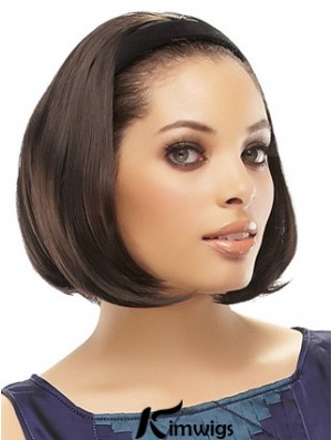 Brazilian Brown Straight Chin Length Half A Wig