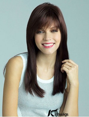 Wigs UK Cheap With Bangs Auburn Color Straight Style