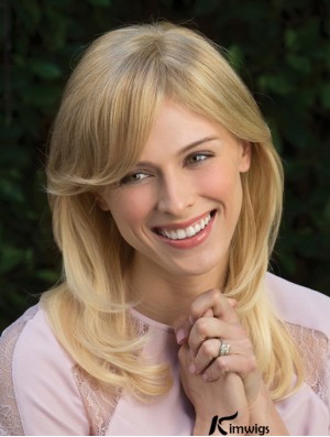 Style Blonde Wavy With Bangs Capless Long Wigs