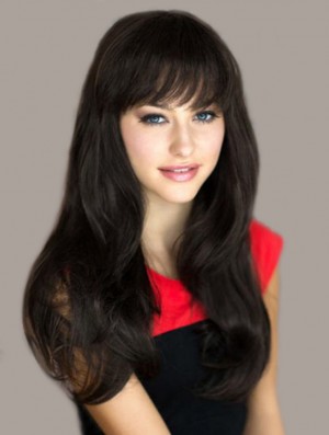 Amazing Black Straight With Bangs Capless Long Wigs