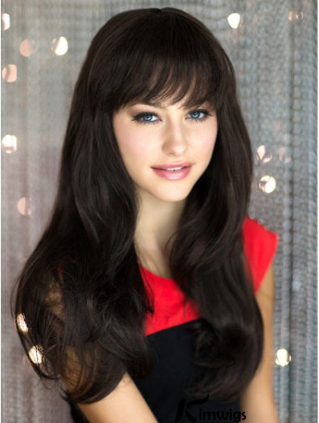 Cheapest Black Straight With Bangs Capless Long Wigs